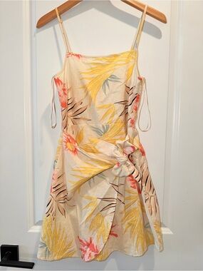 Billabong Cream Mini Dress with Yellow and Coral Floral Print
